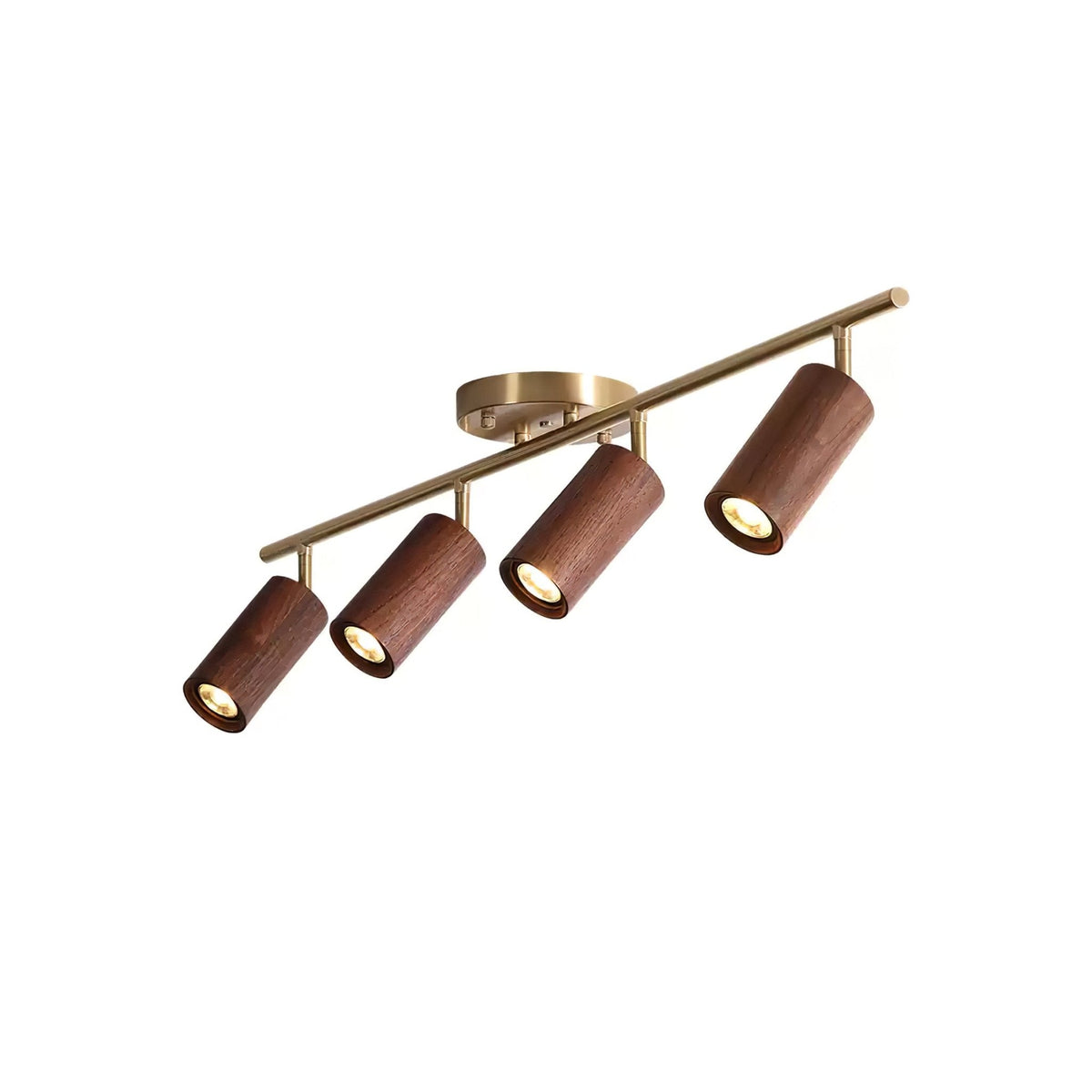 Rowan Ceiling Light in Walnut and Brass, Modern Track Lighting