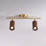 Rowan Ceiling Light in Walnut and Brass, Modern Track Lighting