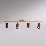 Rowan Ceiling Light in Walnut and Brass, Modern Track Lighting