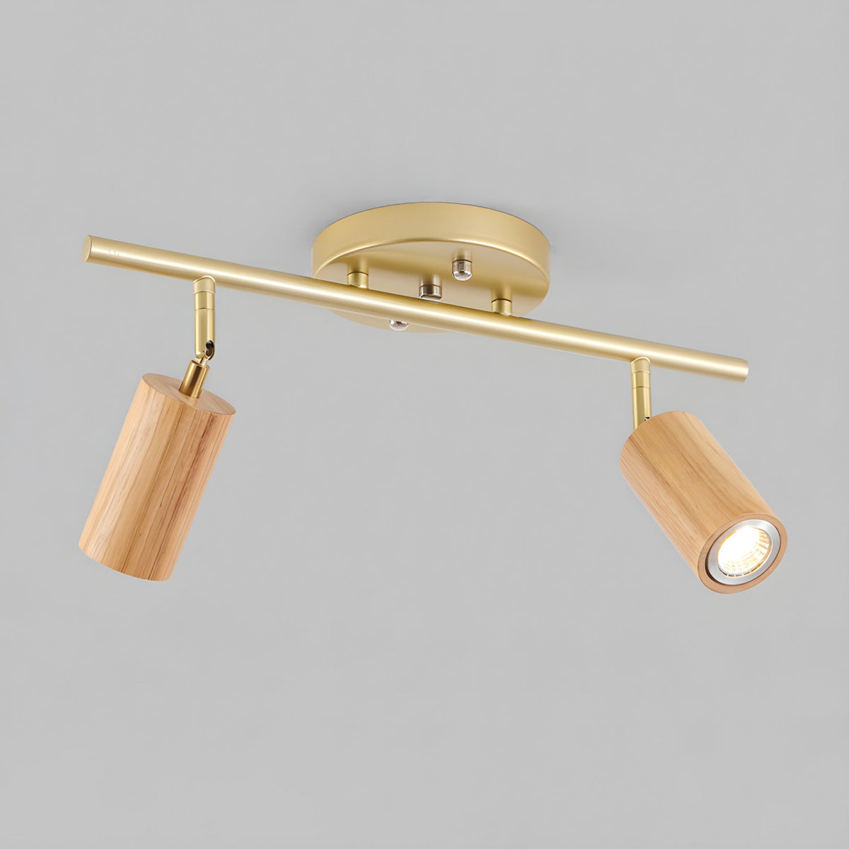 Rowan Ceiling Light in Walnut and Brass, Modern Track Lighting