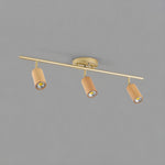 Rowan Ceiling Light in Walnut and Brass, Modern Track Lighting