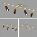 Rowan Ceiling Light in Walnut and Brass, Modern Track Lighting