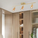 Rowan Ceiling Light in Walnut and Brass, Modern Track Lighting