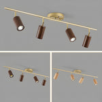 Rowan Ceiling Light in Walnut and Brass, Modern Track Lighting