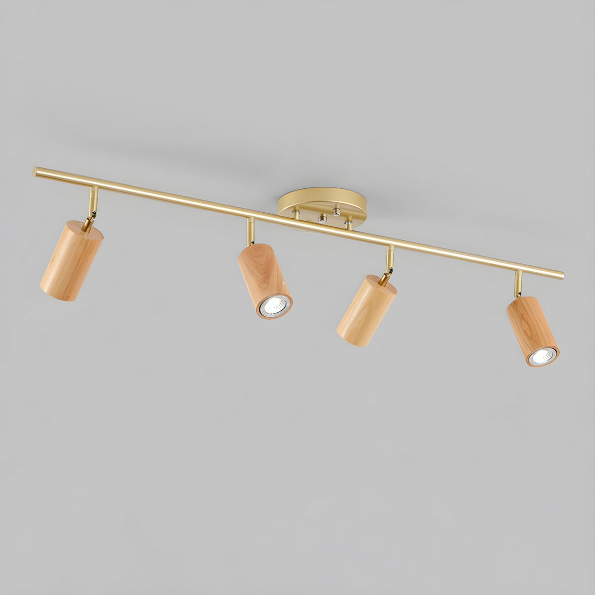 Rowan Ceiling Light in Walnut and Brass, Modern Track Lighting