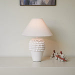 Ruffle Ceramic Table Lamp with Fluted Base and Fabric Shade