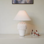 Ruffle Ceramic Table Lamp with Fluted Base and Fabric Shade