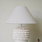 Ruffle Ceramic Table Lamp with Fluted Base and Fabric Shade