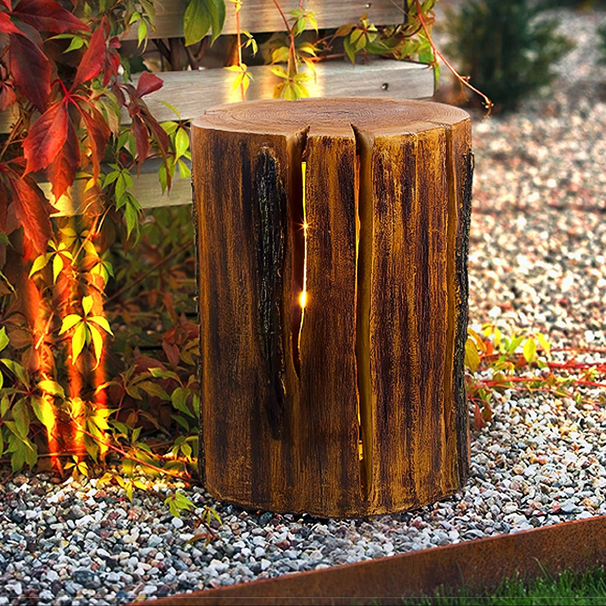 Rustic Log Outdoor LED Light – Nature-Inspired Garden Luminaire