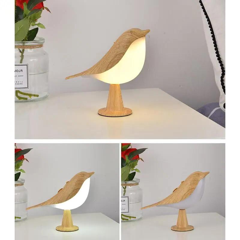Chic Wooden Bird Table Lamp