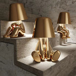 Cute Gold Man Statue Led Table Lamp