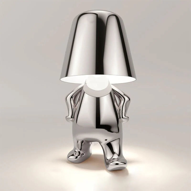 Cute Gold Man Statue Led Table Lamp
