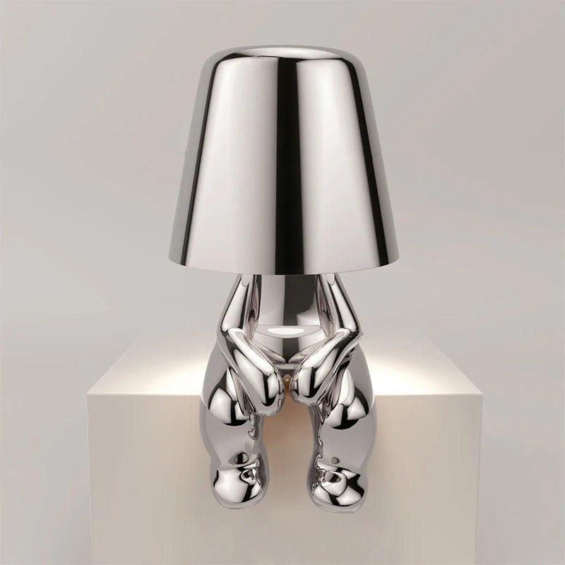 Cute Gold Man Statue Led Table Lamp