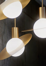 Saturne Brass & Glass Pendant Light – Modern Celestial Suspension