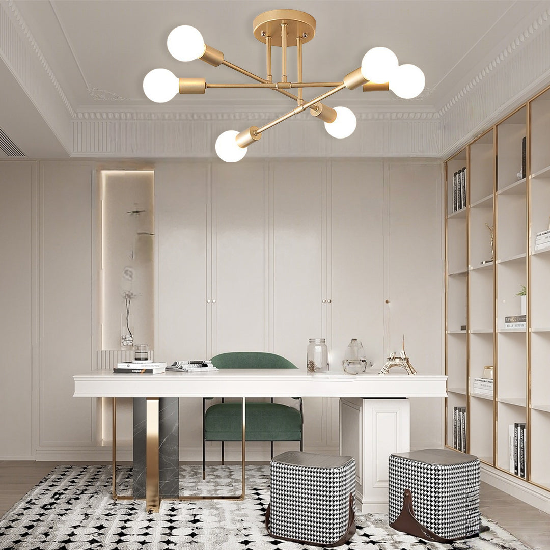 Aurelia Six-Light Globe Chandelier in Black and Gold