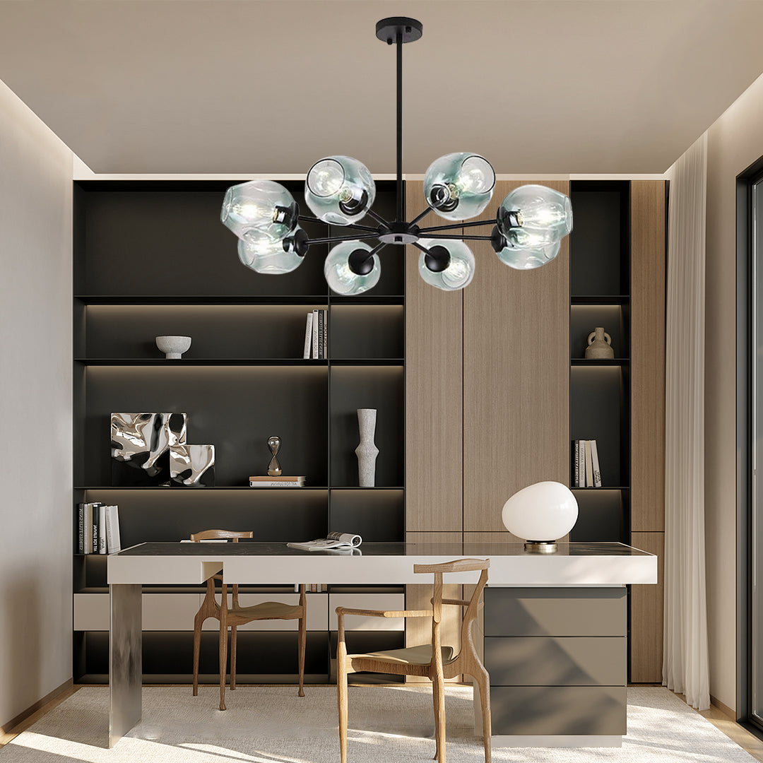 Aurelia Glass Globe Sputnik Chandelier – Nordic LED Ceiling Light