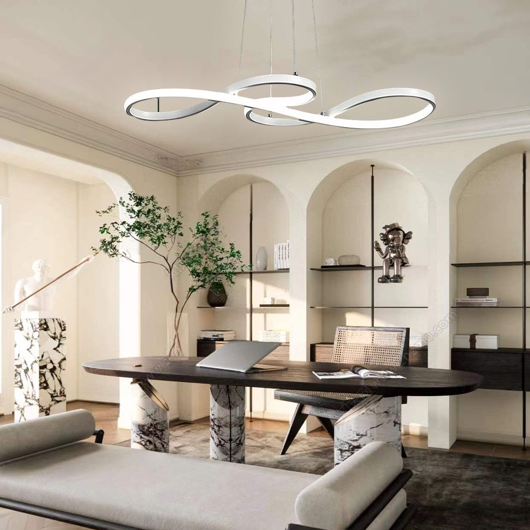 Aurelia Geometric Semi-Flush LED Chandelier in Metal and Silicone