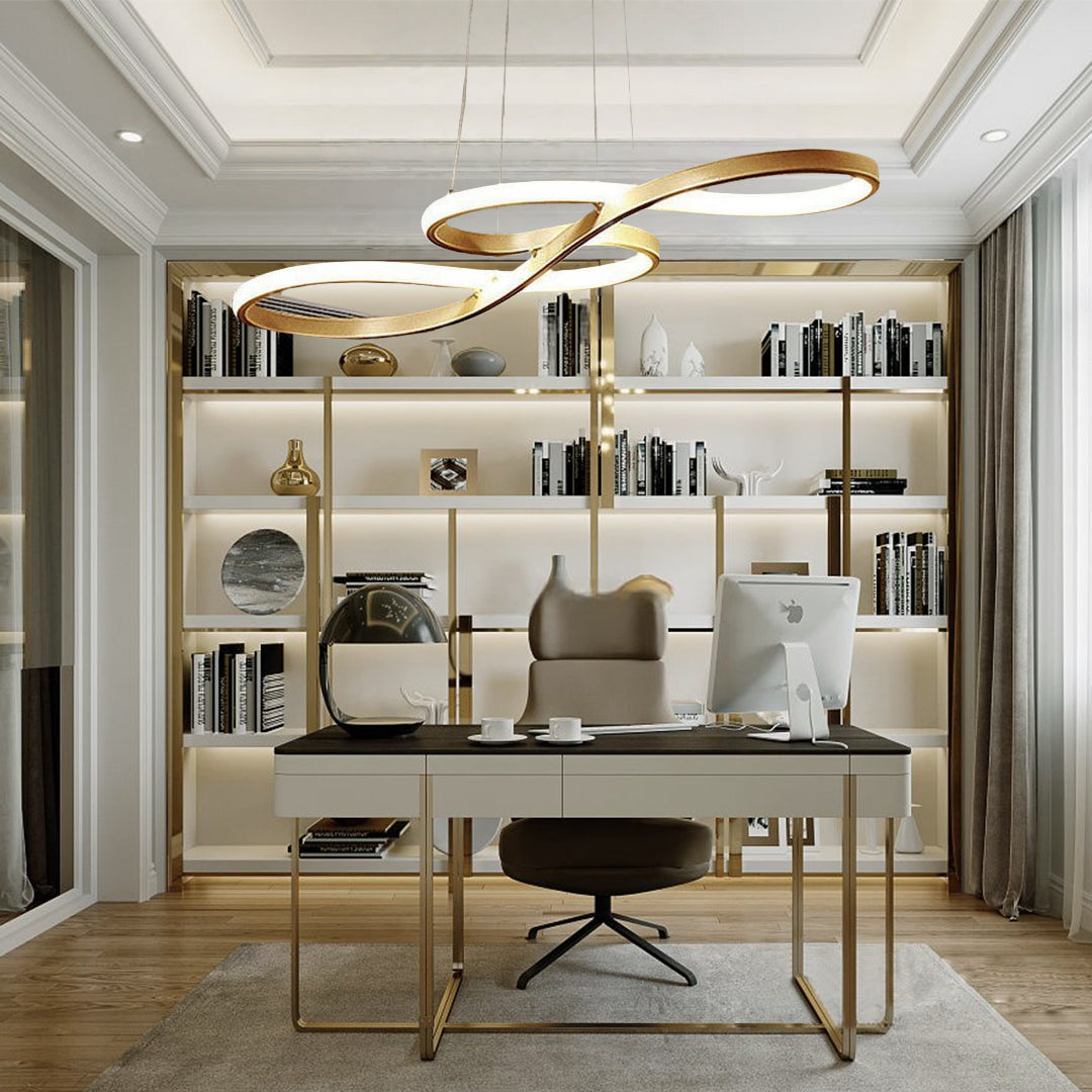 Aurelia Geometric Semi-Flush LED Chandelier in Metal and Silicone