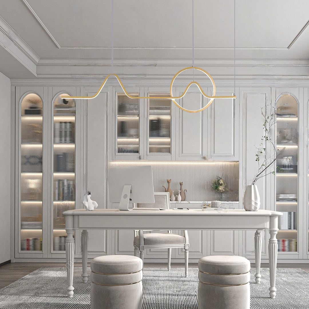 Modern LED Pendant Light with Geometric Wave Design for Dining Room and Kitchen Island