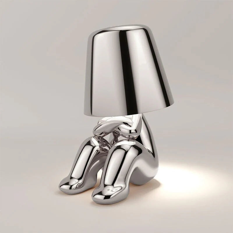 Cute Gold Man Statue Led Table Lamp