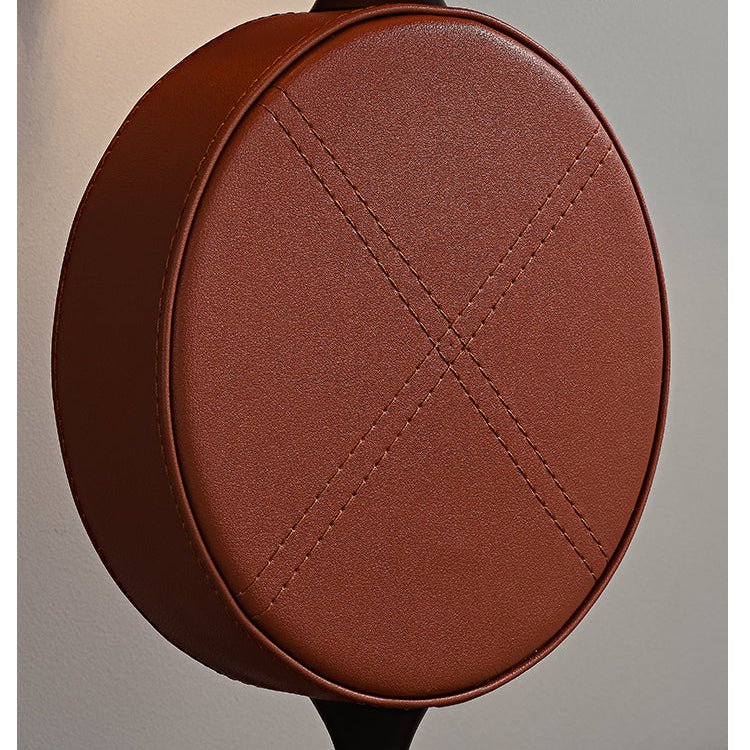 Saddle Stitch Leather Table Lamp with Pleated Shade, Warm Brown