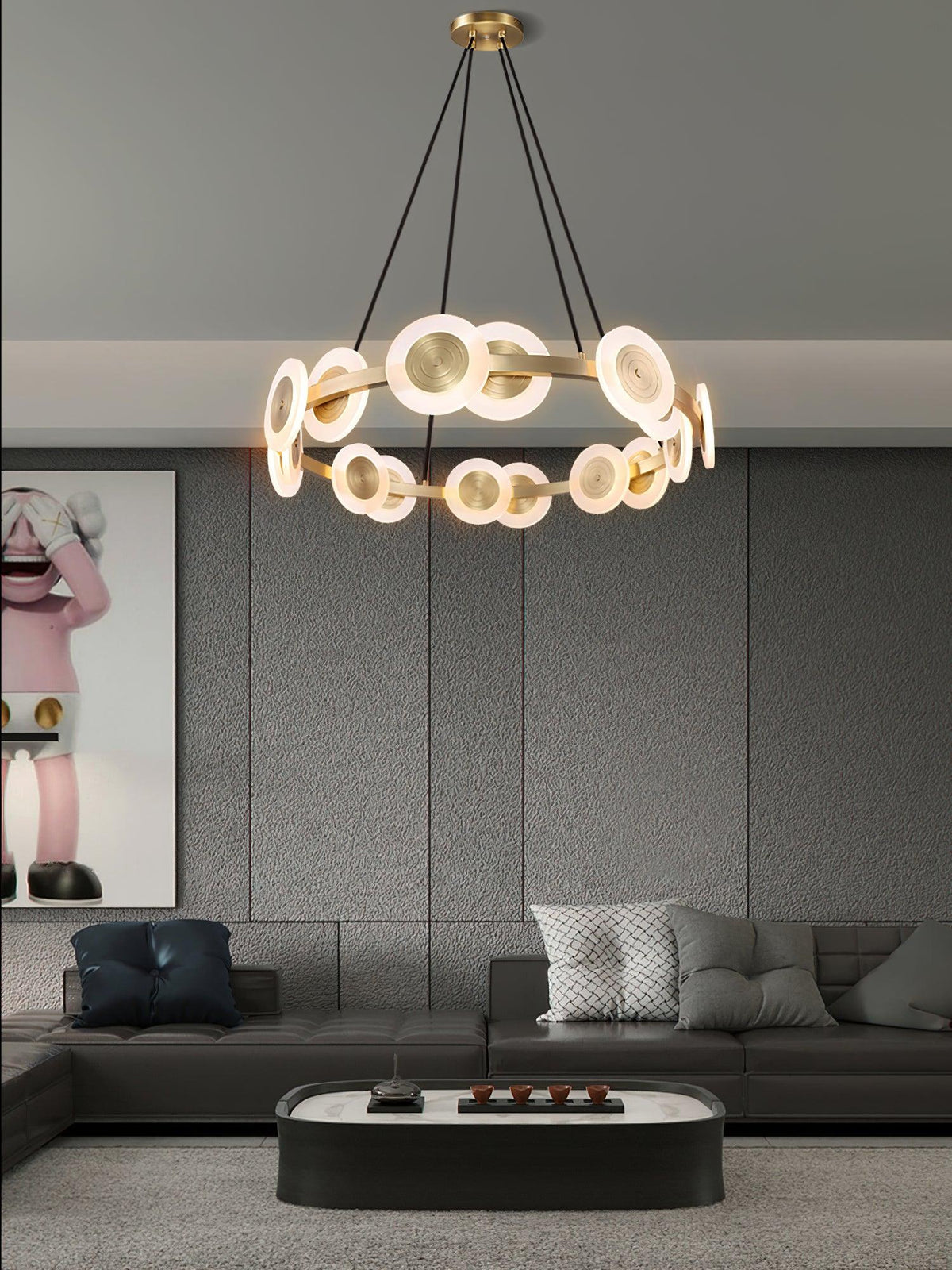 Samiya Brass LED Chandelier – Modern Nordic Pendant Light