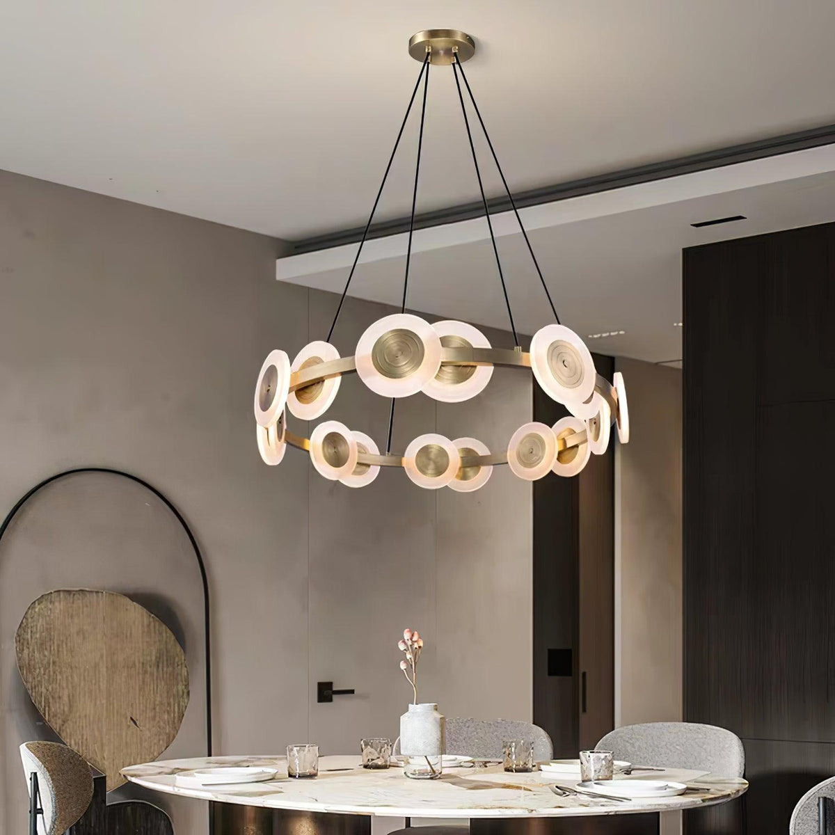 Samiya Brass LED Chandelier – Modern Nordic Pendant Light