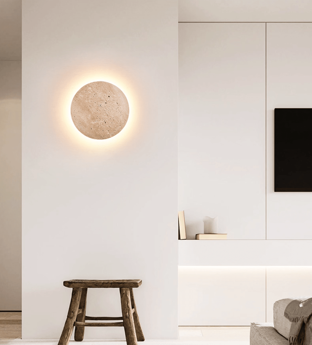 Sana Wall Sconce in Natural Travertine with Integrated LED