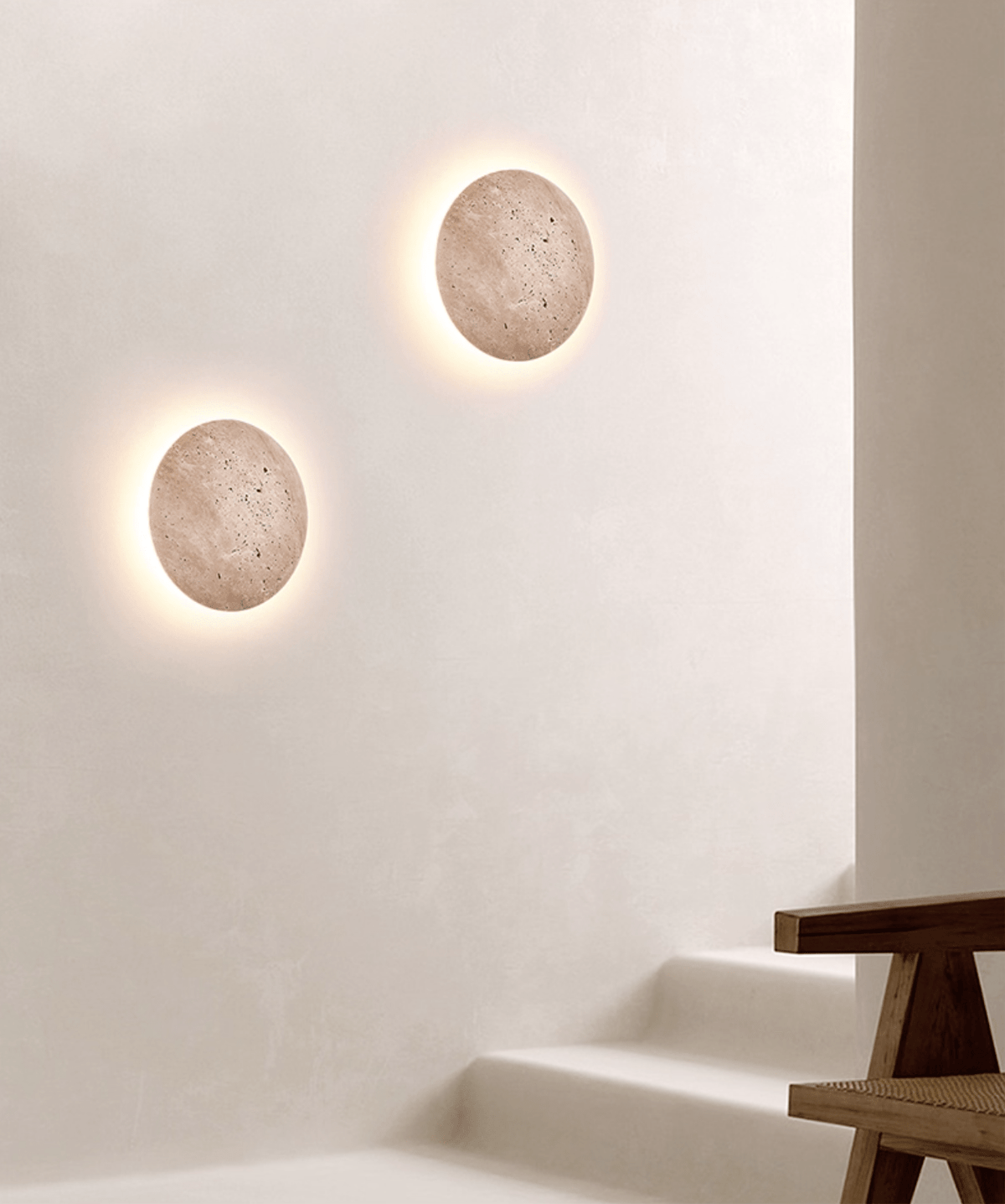 Sana Wall Sconce in Natural Travertine with Integrated LED