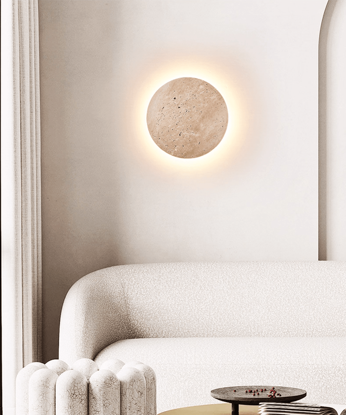Sana Wall Sconce in Natural Travertine with Integrated LED