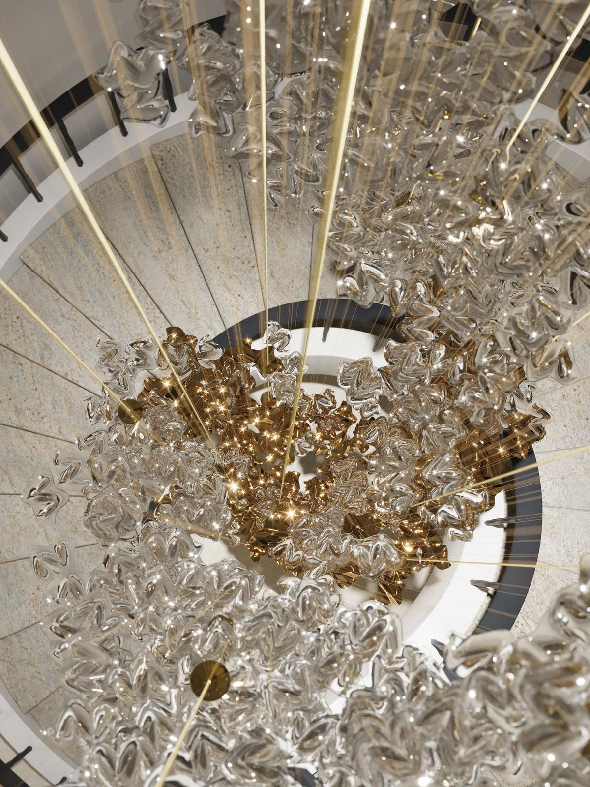 Tidal Art Glass Chandelier – Modern Cascading LED Pendant Light