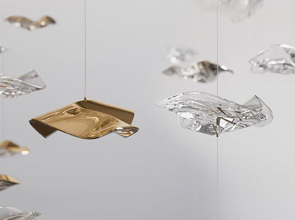 Tidal Art Glass Chandelier – Modern Cascading LED Pendant Light