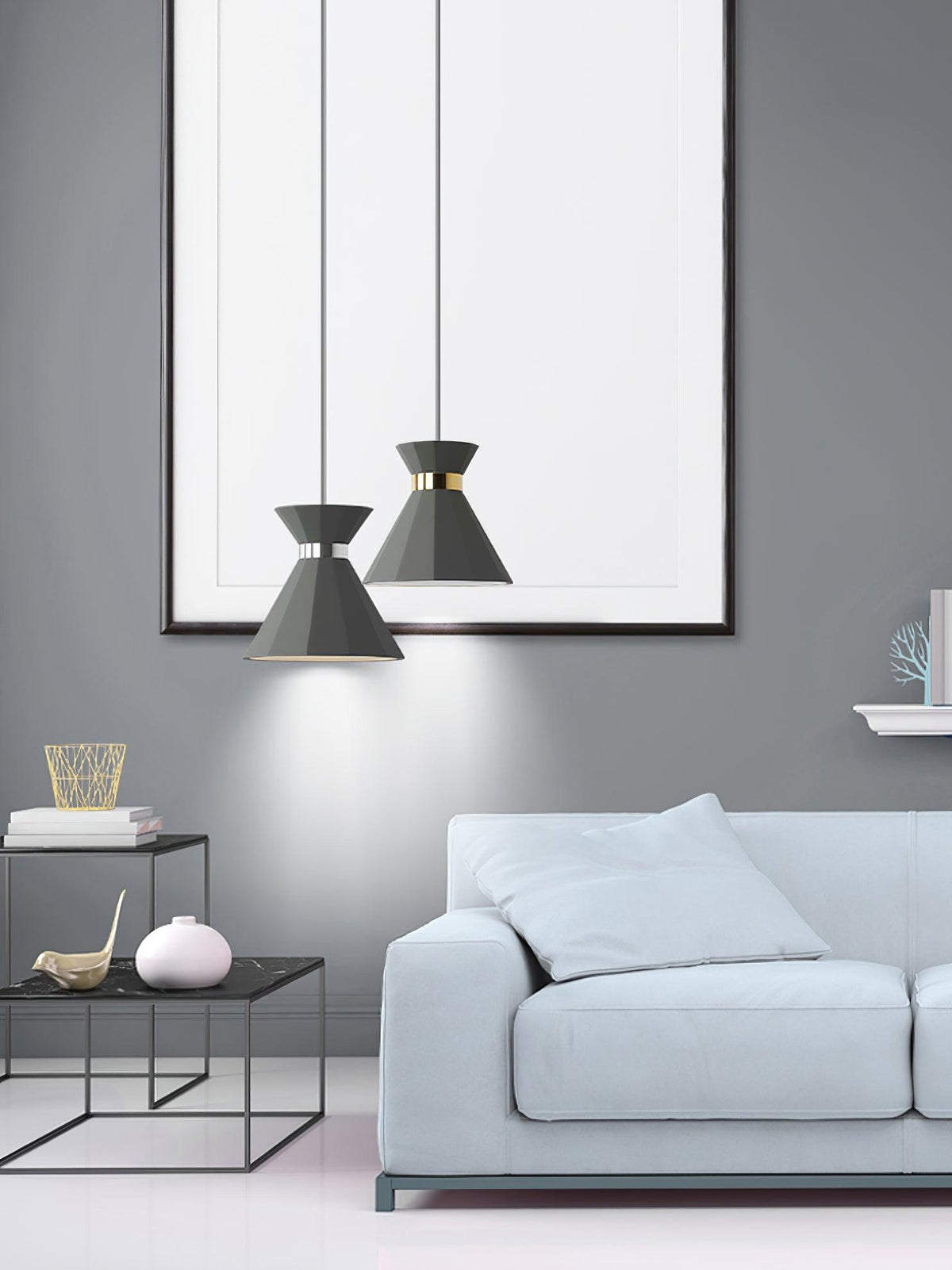 Sash Cement Pendant Light with Gold Accents