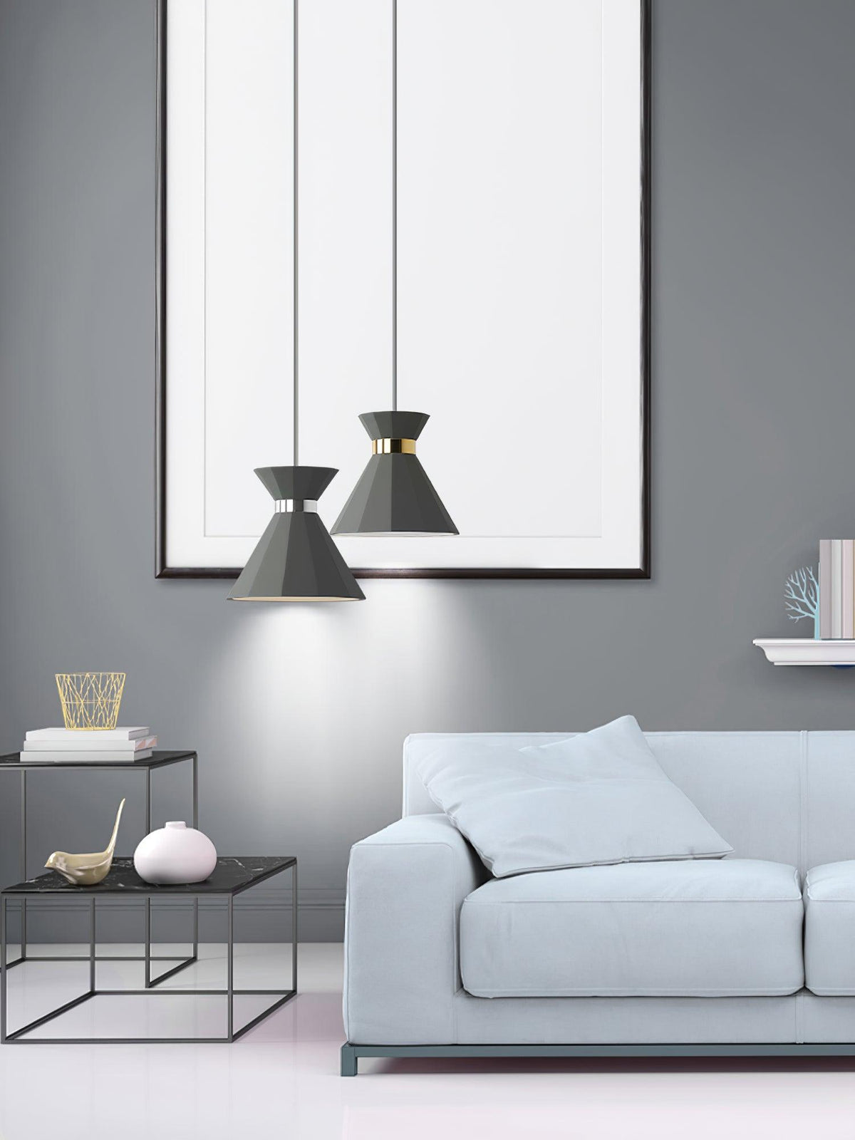 Sash Cement Pendant Light with Gold Accents
