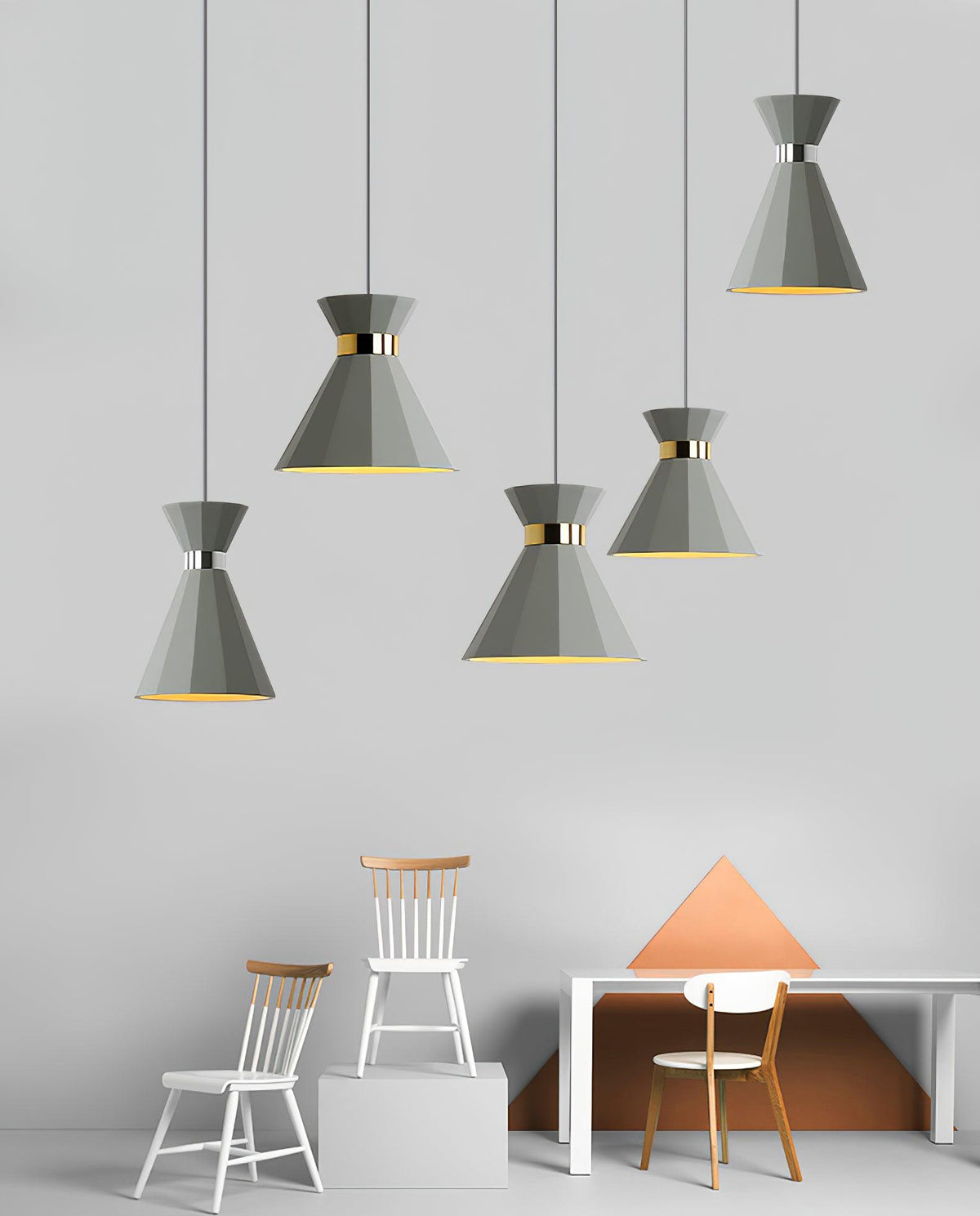 Sash Cement Pendant Light with Gold Accents