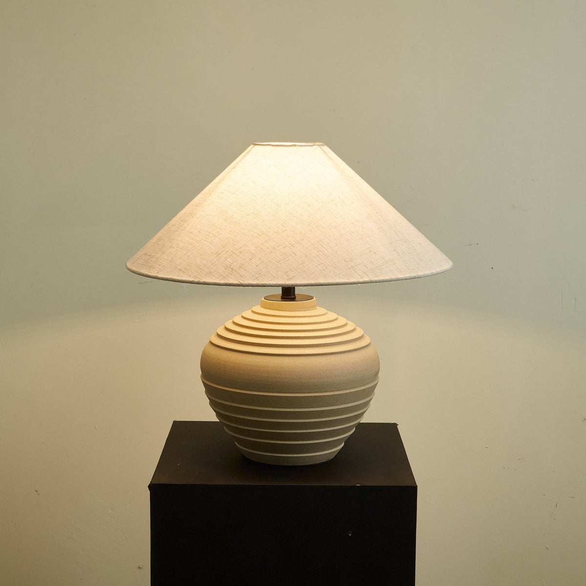 Satori Ridge Ceramic Table Lamp with Linen Shade for Modern Interiors