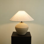 Satori Ridge Ceramic Table Lamp with Linen Shade for Modern Interiors