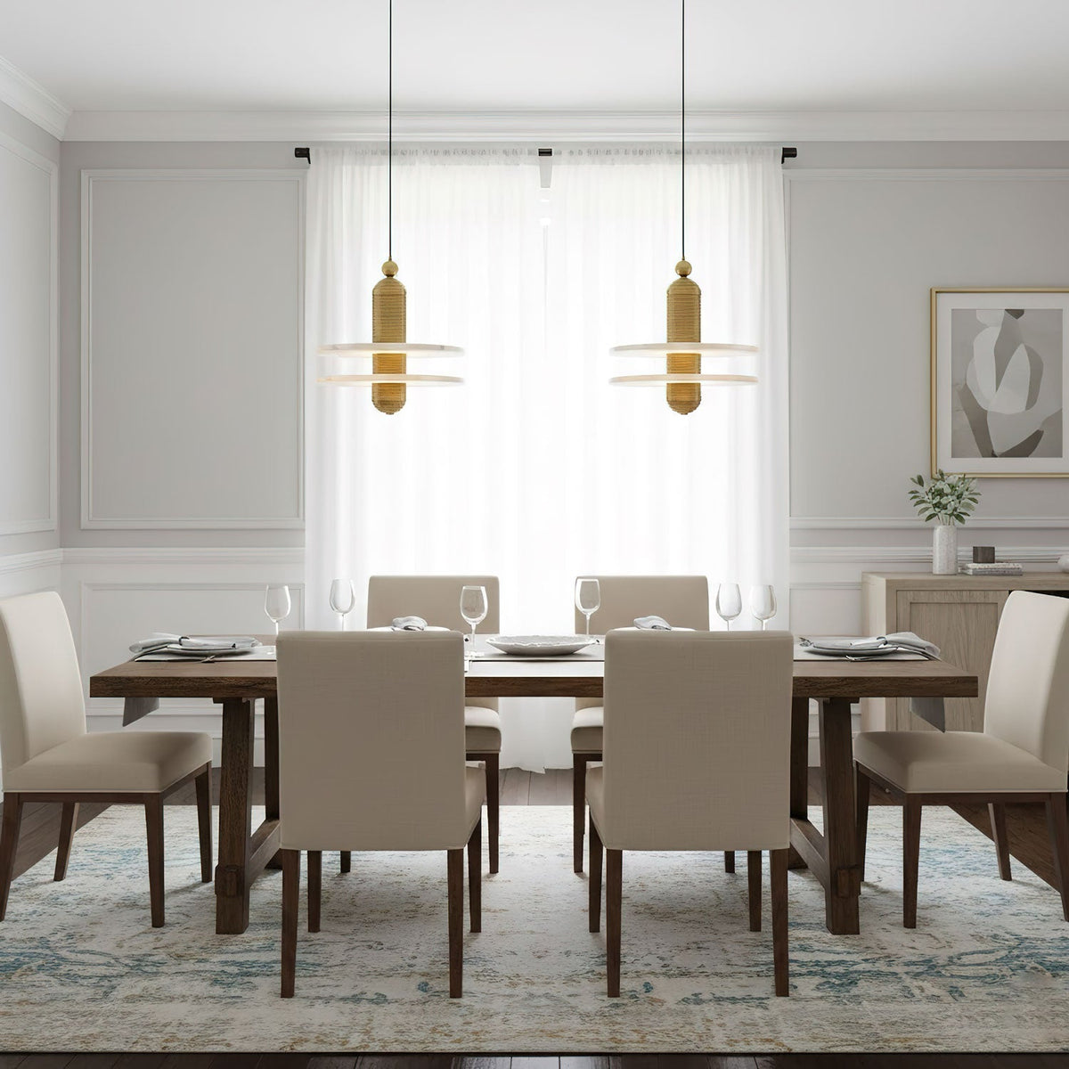 Saturn Alabaster Pendant Light – Sculptural Brass LED Chandelier