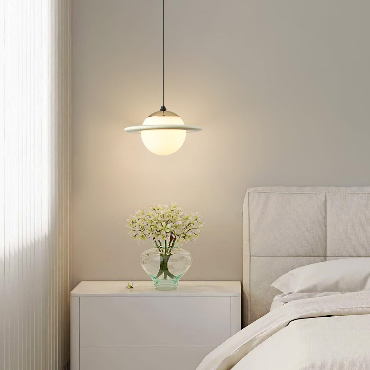 Saturn Celestial Pendant Light in Glass and Metal for Modern Interiors