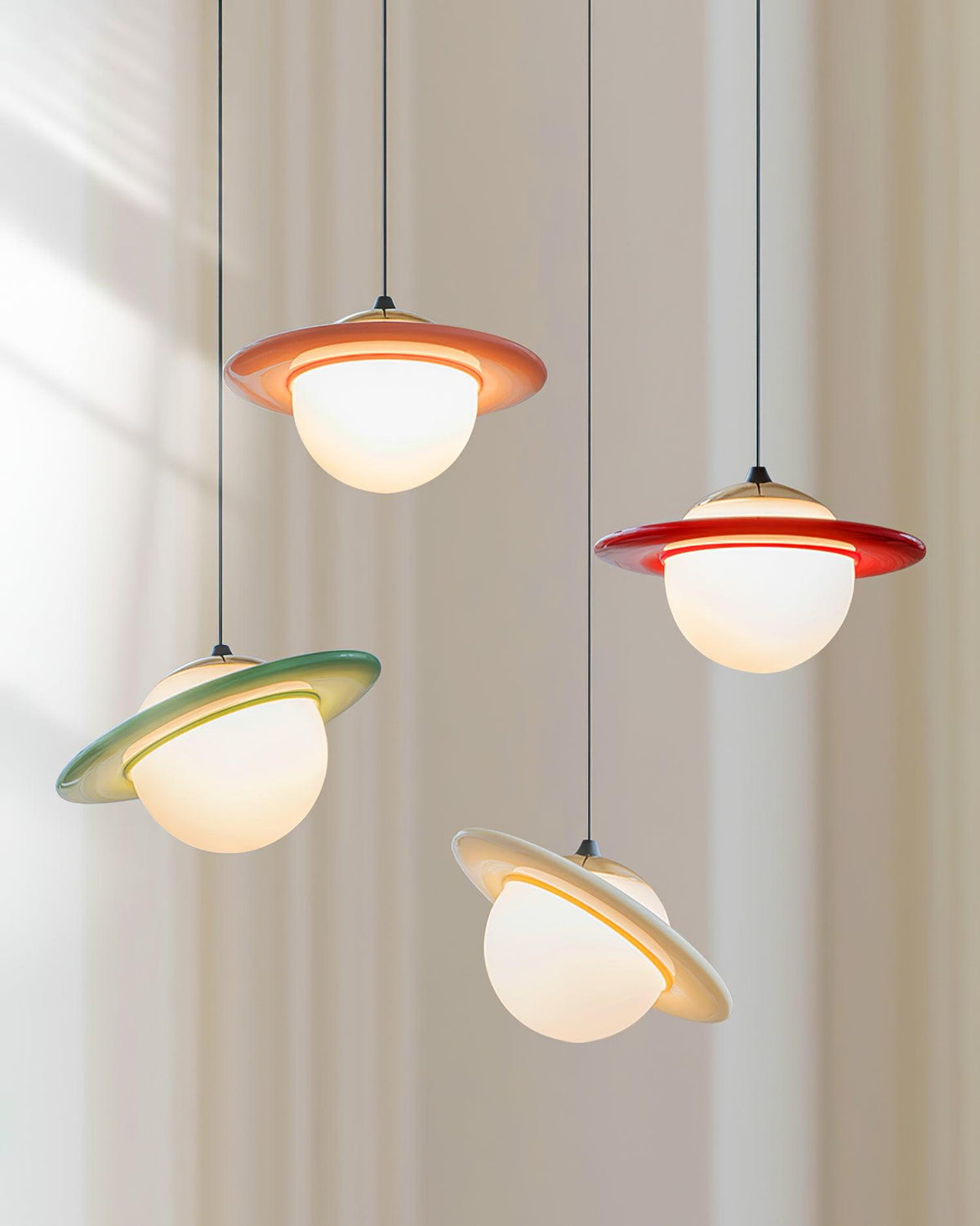 Saturn Celestial Pendant Light in Glass and Metal for Modern Interiors