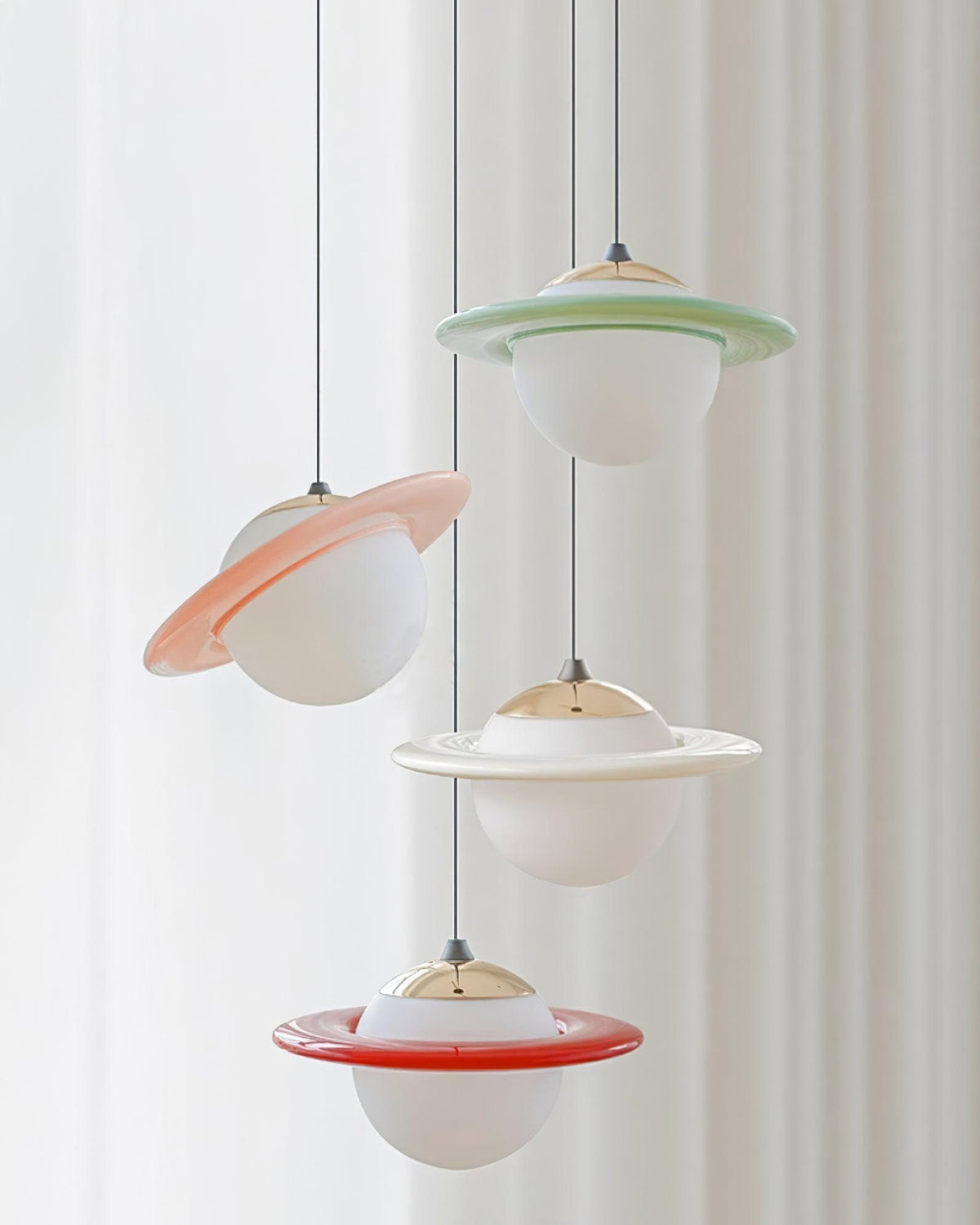 Saturn Celestial Pendant Light in Glass and Metal for Modern Interiors