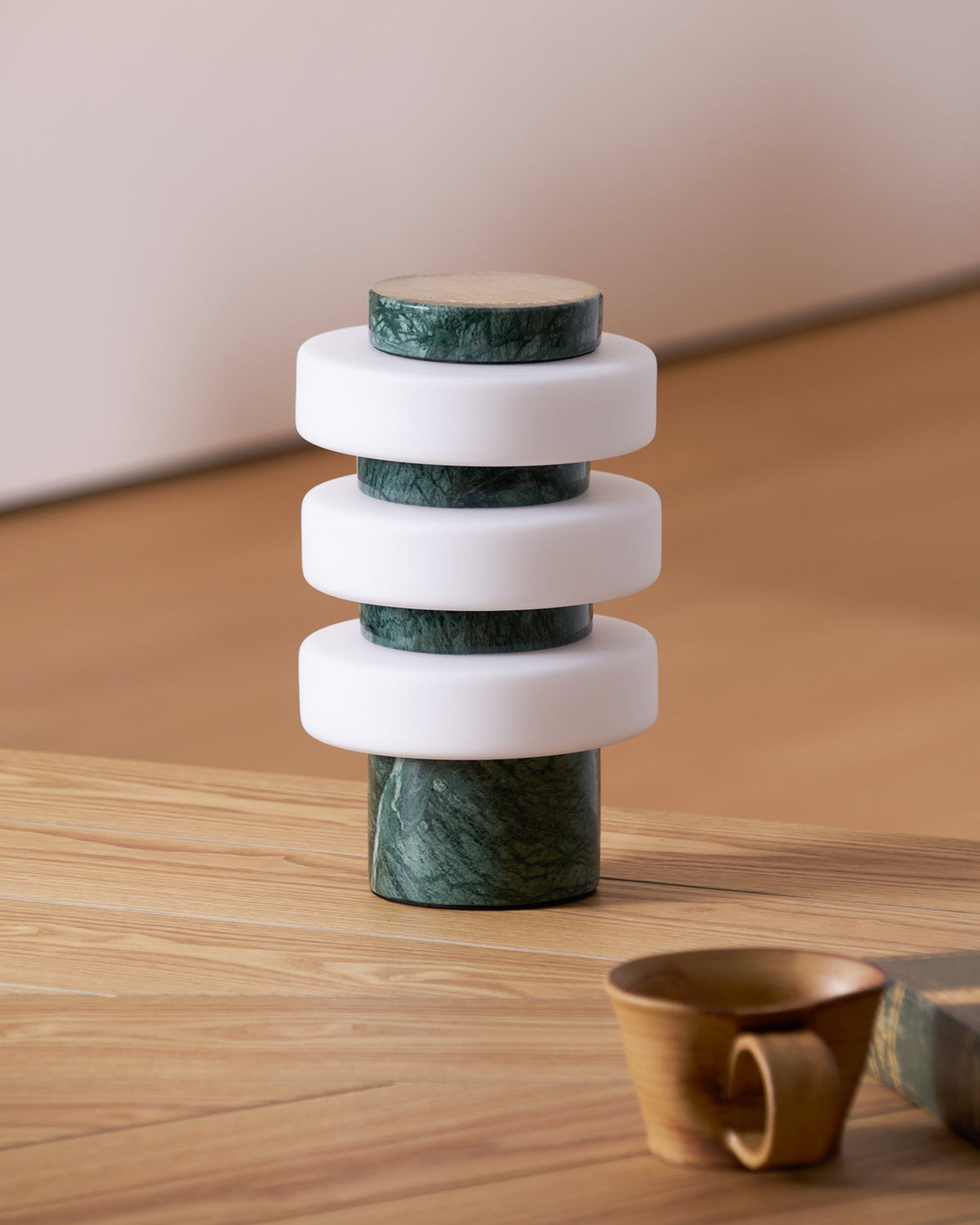 Saturn Travertine Table Lamp – Sculptural LED Accent Light