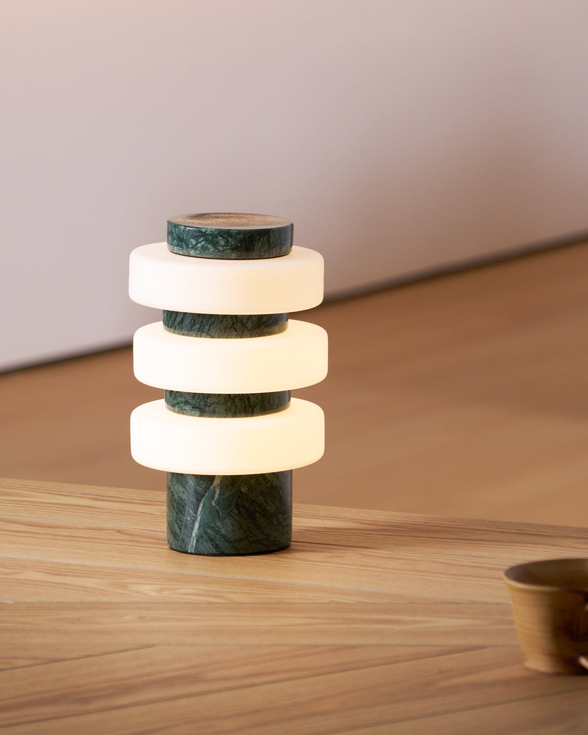 Saturn Travertine Table Lamp – Sculptural LED Accent Light