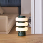 Saturn Travertine Table Lamp – Sculptural LED Accent Light