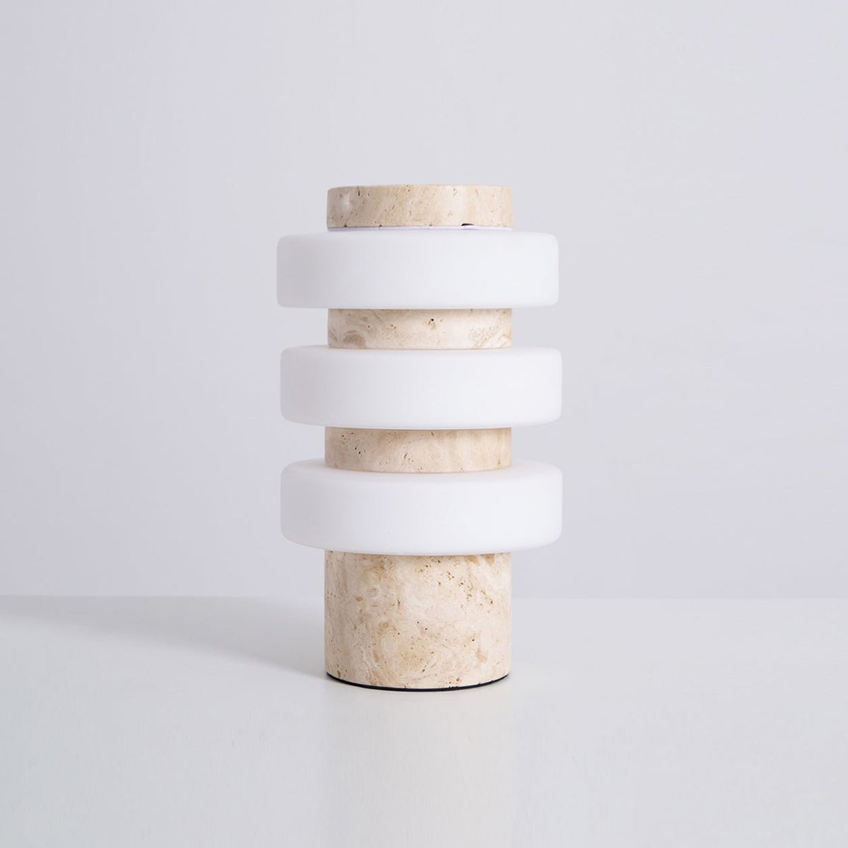 Saturn Travertine Table Lamp – Sculptural LED Accent Light