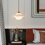 Celestial Alabaster Pendant Light with Black Metal Accents