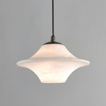 Celestial Alabaster Pendant Light with Black Metal Accents