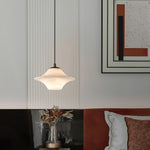Celestial Alabaster Pendant Light with Black Metal Accents