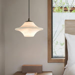 Celestial Alabaster Pendant Light with Black Metal Accents