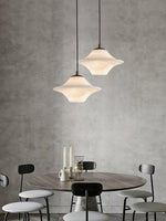 Celestial Alabaster Pendant Light with Black Metal Accents